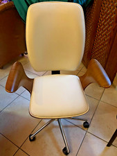 Sedia da ufficio stile burbank con schienale noce crema VINTAGE