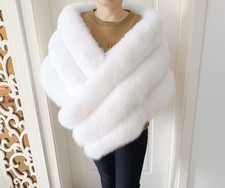 100% vera pelliccia di volpe mantelle/scialle avvolgente 165*45 cm sciarpa donna stola bianca