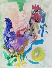 ERNESTO TRECCANI: ' Gallo ' Olio su tela 40x30, Archiviato+Autentica. STUPENDO!!