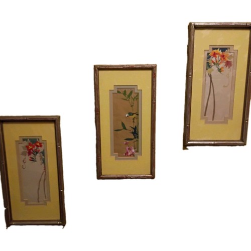 Set tre litografia - litografia, floreale
