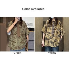 Camicia uomo elegante floreale con mezze maniche asciugatura rapida materiale seta ghiaccio