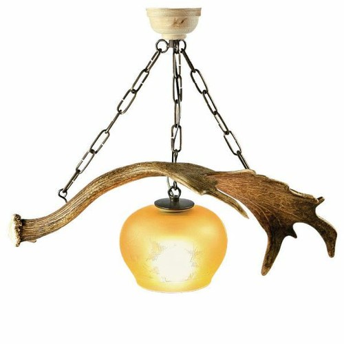 Lampadario con vere corna - , di