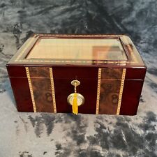 Humidor cedro coperchio vetro da tavolo capacità 75-100 sigari bloccabile con igrometro