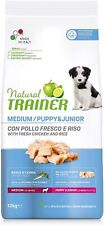 Crocchette per Cani Natural Trainer Medium Puppy-Junior Pollo e Riso 12KG
