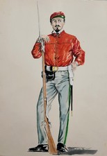 Acquerello originale di Cesare Calamandrei raffigurante un Garibaldino - 1992