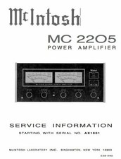 McIntosh MC2205, MC2505 Schematic Service Manual Repair Schaltplan Techniques