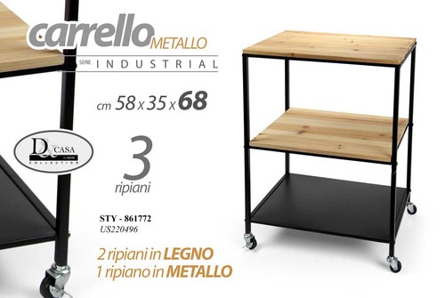 Carrello metallo legno nero - metallo,