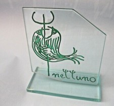 Aufsteller Skulptur aus Glass Nettuno /Neptun Glasplatte stehend Fische Dreizack
