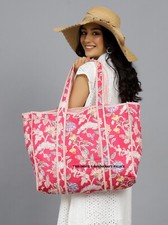 Borsa Tote Grande Reversibile In Cotone Stampato A Fiori