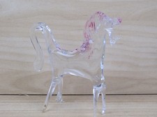 vecchia STATUETTA SCULTURA CAVALLO IN VETRO DI MURANO soffiato trasparente di