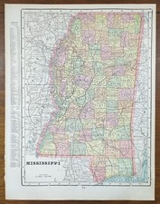 Mappa MISSISSIPPI vintage 1900