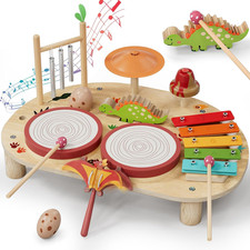 9 in 1 Giochi Legno Montessori Strumenti Musicali, 9 in 1 Bambini Tamburi Set Co