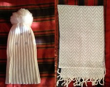 PROMO! DONNA - SCIARPA + CAPPELLO LANA BRILLANTINI PONPON NUOVO KIT INVERNO