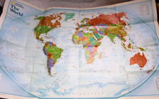 MAPPA MURALE MONDIALE GEOGRAFICA NAZIONALE politica da un lato satellite dall'altro 2004