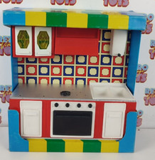 MINI CUCINE CASA BAMBOLE FORNO FORNELLI DISPENSA ANNI 70 PLASTICA VINTAGE