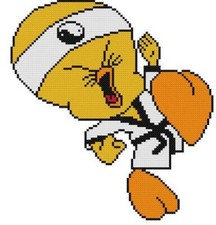Cintura GI PUNTO CROCE + MOTIVO ARTIGIANALE Looney Tunes Tweety Bird Karate Taekwondo