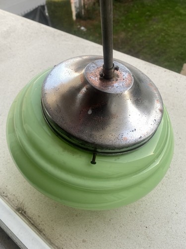 Lampadario vetro opalino verde - lampadario,