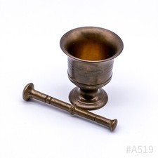 Mortaio Vintage In Ottone Con Pestello In Ottone | 9 x 10,5 cm