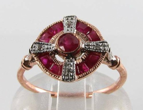 Anello cluster art - déco, 9ct
