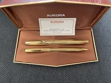 Aurora 98 Set Penna Stilografica E Penna A Sfera Placcate Oro Perfette