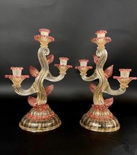 Coppia Candelieri Vetro Murano