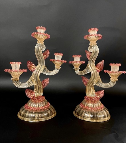 Coppia candelieri vetro murano - coppia,