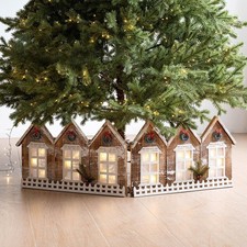 Set di casette natalizie in legno, decorazioni natalizie per bar, ufficio e