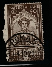 FRANCOBOLLI - 1921 REGNO DANTE C.40 NON DENTELLATO A SX E/5079