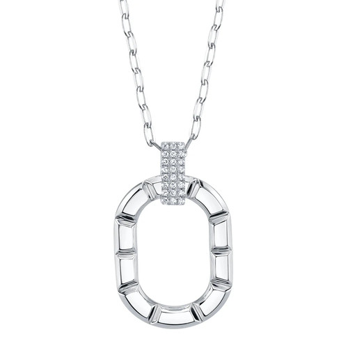 14k oro bianco diamante ovale - oro,