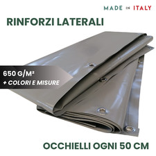 Telo Occhiellato PVC gr 650 Impermeabile 100% Pesante Su Misura Ultra Resistente
