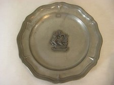 Piatto da appendere vintage Peltro 95% Italart Italia bordo ondulato peltro decorazione parete, 9 3/4" D