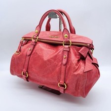miu miu Vitello Lux Side Ribbon Tote Bag Borsa a mano Rosa Y2K GIAPPONE
