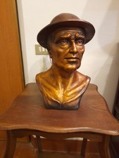 Busto di minatore in gesso color bronzo 