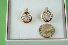 Orecchini Antichi inizio 900 Toppa Oro 12 Kt  con strass antichi e madreperla.