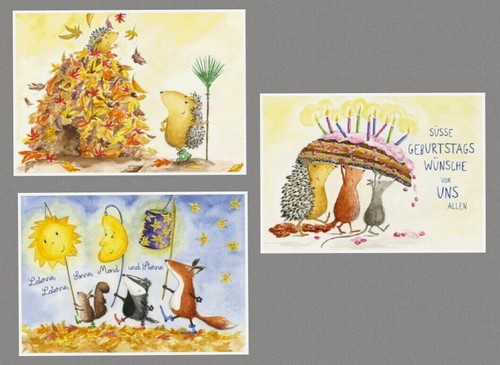 Cartolina autunno animali - cartolina, *