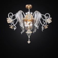 PLAFONIERA MURANO ORIGINALE A 7 LUCI BGA 2723/PL7 CRISTALLO ORO