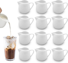 12 Pezzi Bricco Latte Piccolo,  50Ml Mini Lattiera Ceramica Bianca Con Manico, M