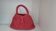 Vendo borsa uncinetto fatta a mano in cordino glitter colore rosso