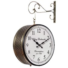 Orologio Di Stazione Inglese Vintage In Ferro- Doppia Faccia ,decorazione Parete