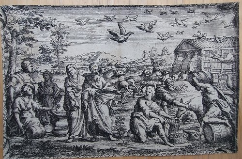 Incisione antica rara scena - antica,
