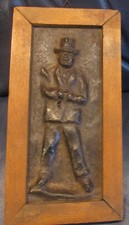 XIX secolo Placchetta in ferro uomo con bombetta Macchiaioli? Cecioni?  Firenze