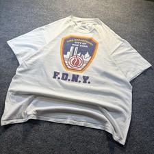 Vintage FDNY Uomo XL Bianco