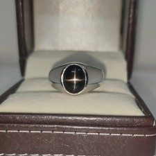 Anello stella zaffiro nero 6x8