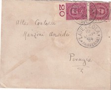 C16242-REGNO, EMILIA ROMAGNA, LAVEZZOLA PER PERUGIA, 10+10 c. UMBERTO, 1894