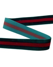 Passamaneria Nastro Velluto Tipo Seta Bordo Verde Riga Rosso Centrale Alto 20 Mm