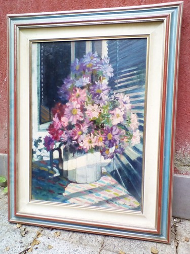 Dipinto olio fiori - olio, con