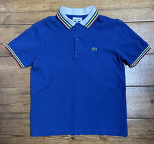 Polo manica corta LACOSTE blu + righe bambini neonati junior età 7-8 taglia 12