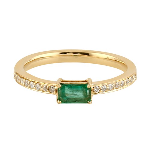 Anello solitario smeraldo oro