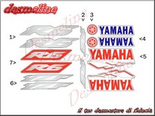 Kit 8 Adesivi Carena Yamaha R6 Colorazione Rosso Bianco Blu Argento