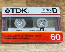 Vintage 1985 TDK D60 Ferric cassetta audio vuota nastro 60 minuti nuovo sigillato stock